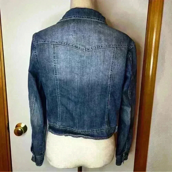 Maurices Denim Jean Jacket Women Small Blue Button Up Cropped Casual Long Sleeve - Picture 4 of 7